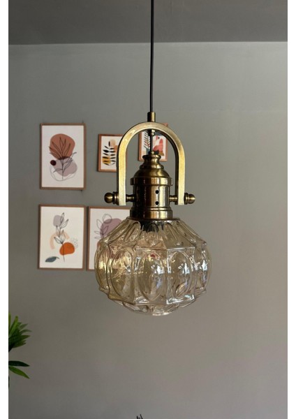 Bal Rengi Tekli Avize, Eskitme Tasarım, Retro Sarkıt, Salon ve Oturma Odası Aydınlatma fiyatları