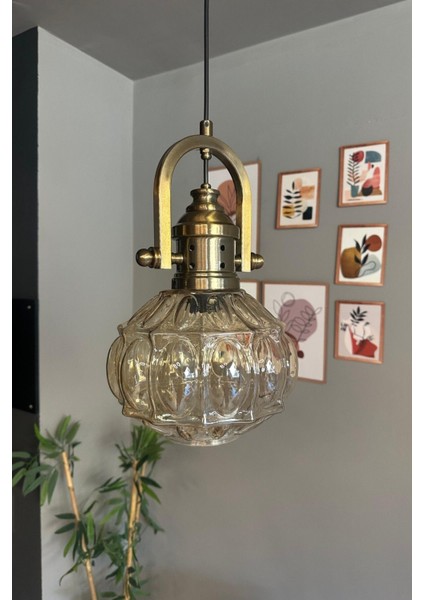 Bal Rengi Tekli Avize, Eskitme Tasarım, Retro Sarkıt, Salon ve Oturma Odası Aydınlatma modelleri