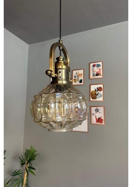 Bal Rengi Tekli Avize, Eskitme Tasarım, Retro Sarkıt, Salon ve Oturma Odası Aydınlatma indirimleri