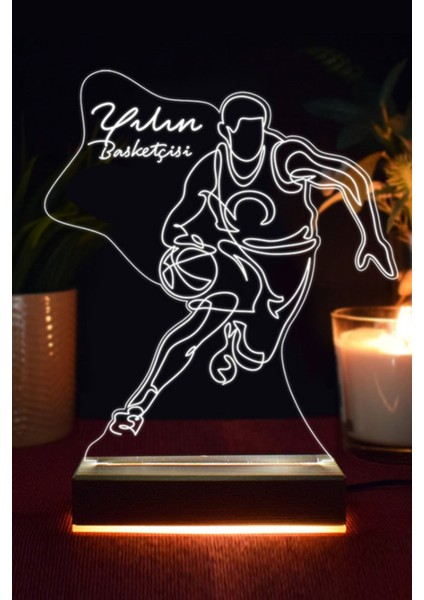 3D Basketbol Figürlü Beyaz LED Lamba, Spor Temalı Dekorasyon Işığı fiyatları