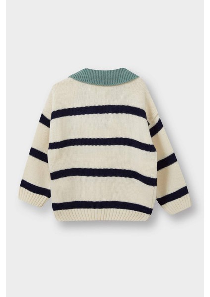 Erkek Bebek Polo Yaka Çizgili Triko Kazak C8879A525AU modelleri