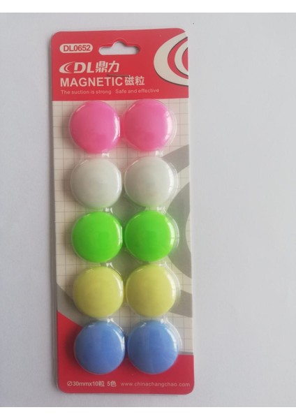 Renkli Mıknatıslı Magnet Yuvarlak Şekil 30mm 10 Adet Çeşitli Renk Seçenekleri