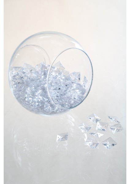 Şeffaf Kare Taş Avize 50'li, Turuncu, Modern ve Şık Aydınlatma Seti