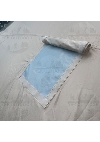 420D Oxford 12 Kişilik 4 Mevsim Soba Çıkışlı Şişme Kamp Çadırı – Pompalı, 400X300X210 cm