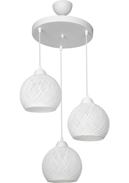 Kırık Beyaz 3'lü Çemberli Şık Avize Işıldayan Tasarım fiyatları