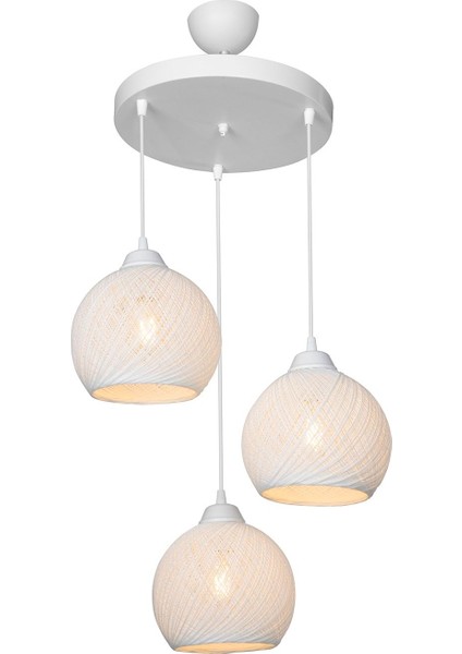 Kırık Beyaz 3'lü Çemberli Şık Avize Işıldayan Tasarım fırsatları