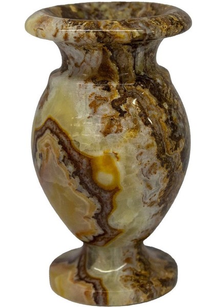 Doğal Taş Küp Vazo, Kahverengi, Şık ve Dekoratif Ev Süslemesi