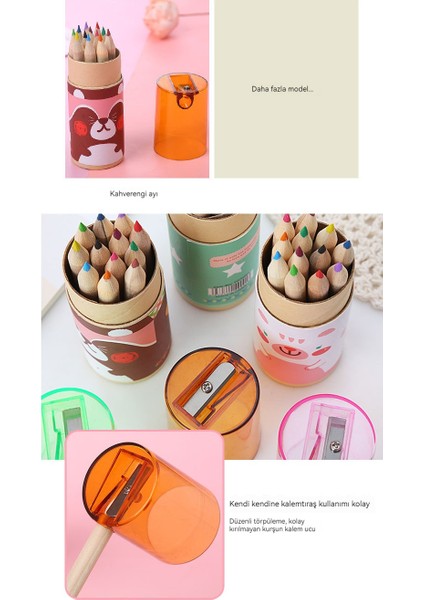 12 Renk Kurşun Çocuk Boyama Kalemi Sevimli Yavrular (Yurt Dışından) fırsatları