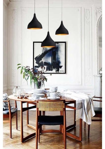 Şık Siyah Üçlü Uzun Sarkıt Lamba, Oturma ve Yemek Alanları Için Ideal Seçenek modelleri