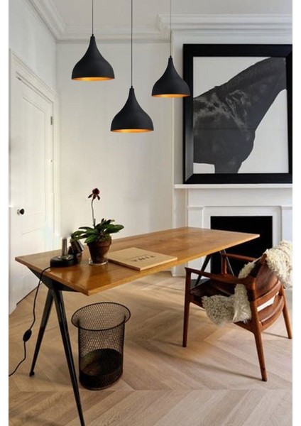 Şık Siyah Üçlü Uzun Sarkıt Lamba, Oturma ve Yemek Alanları Için Ideal Seçenek fırsatları