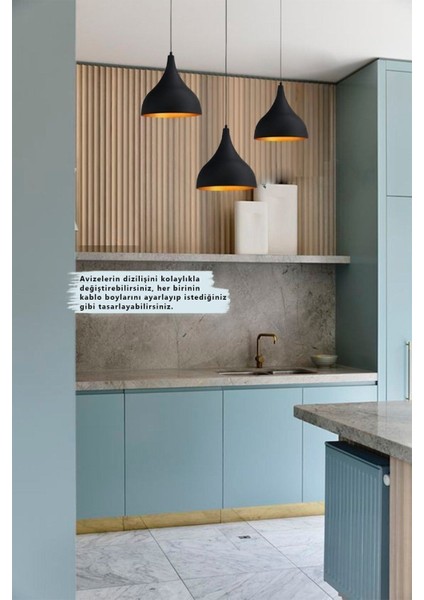 Şık Siyah Üçlü Uzun Sarkıt Lamba, Oturma ve Yemek Alanları Için Ideal Seçenek indirimleri