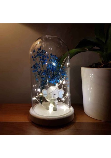 Mavi Fil Figürlü Işıklı Fanus Gece Lambası, Çocuk Odası Dekorasyonu fiyatları