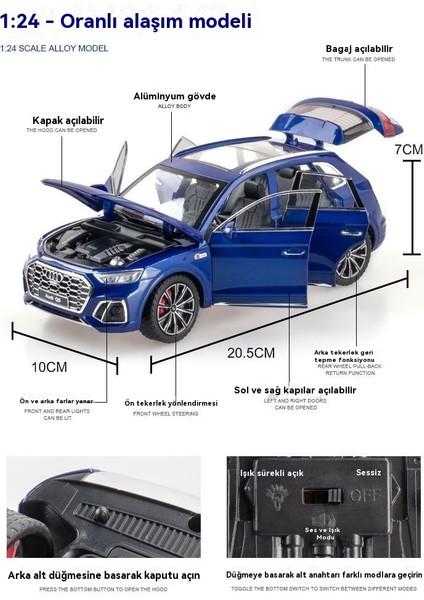 Yeni Avusturya Alaşımlı Otomobil Modeli 1:24 Audi Q5 Arazi Aracı 6 Açık Kapı Modeli (Yurt Dışından) fırsatları