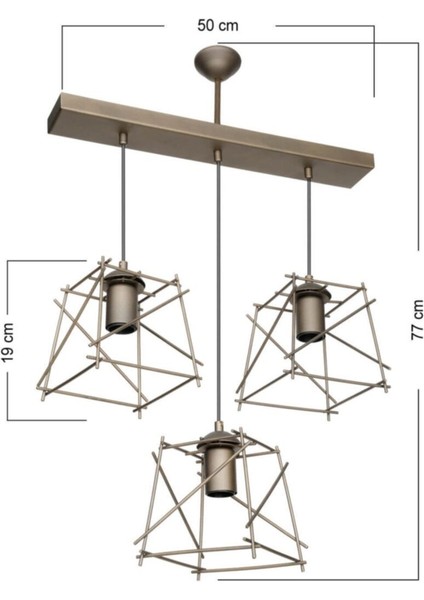 Kahverengi 3'lü Avize, Şık ve Modern Tasarım ile Evinizde Sıcaklık Sağlar fiyatları