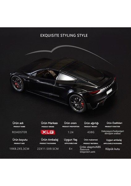 Alaşım Araba Modeli 1:24 Tesla R Roadster Model Seti (Yurt Dışından) fiyatları
