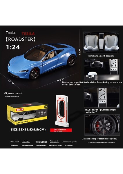 Alaşım Araba Modeli 1:24 Tesla R Roadster Model Seti (Yurt Dışından) fırsatları