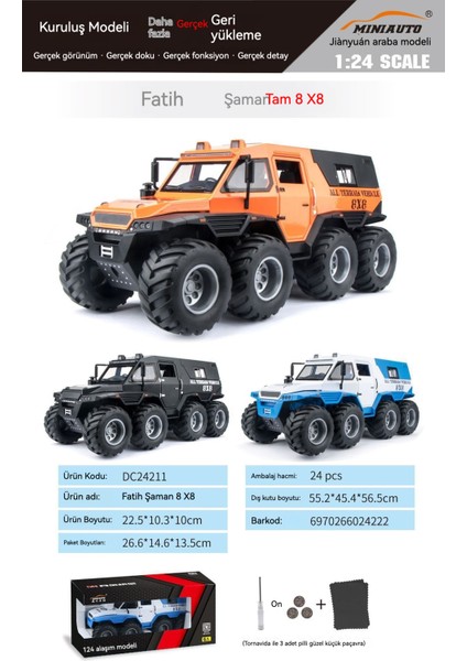 Alaşım Araba Modeli 1:24 Fatih Şaman Arazi Aracı Ses ve Işık Oyuncak Araba Modeli Süsleme (Yurt Dışından) fiyatları