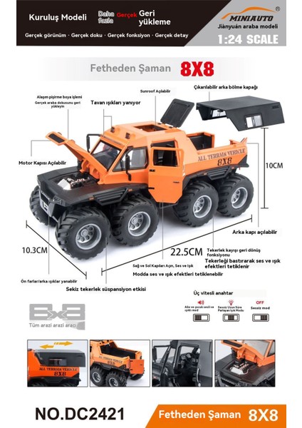 Alaşım Araba Modeli 1:24 Fatih Şaman Arazi Aracı Ses ve Işık Oyuncak Araba Modeli Süsleme (Yurt Dışından) fırsatları