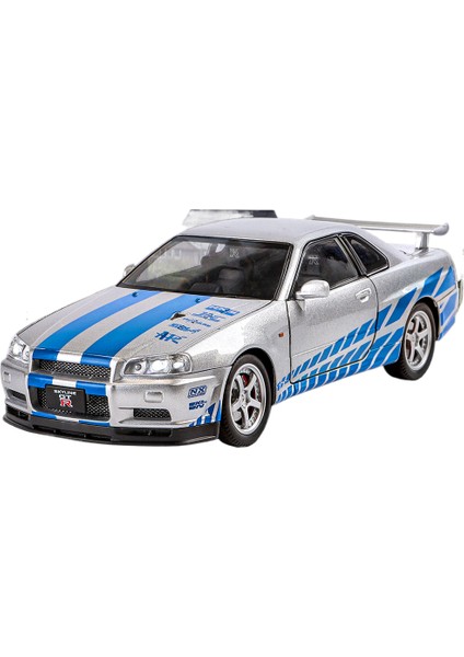 Alaşım Araba Modeli 1:24 Nissan Gtr Spor Araba Oyuncak Araba R34 Model Set (Yurt Dışından)
