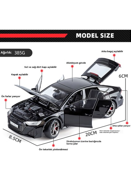 Araba Modeli 1 Ila 24 Audi Rs7 Alaşımlı Otomobil Ses ve Işık Modeli Süsleme (Yurt Dışından) indirimleri