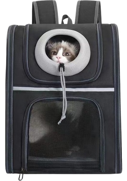 Kedi Çantası Seyahat Çantası Taşınabilir Nefes Alabilen Çift Omuz Kedi Sırt Çantası Katlanabilir Büyük Kapasiteli Kedi Seyahat Küçük Evcil Hayvan (Yurt Dışından)