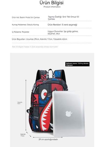 Hafif Öğrenci Moda Büyük Kapasiteli Kişiselleştirilmiş Köpekbalığı Sırt Çantası (Yurt Dışından) fiyatları