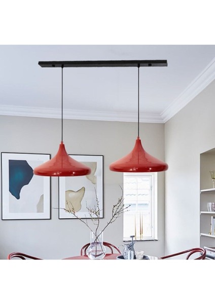 Kırmızı Sarkıt Lamba Çift Set, Modern ve Şık Aydınlatma, Oturma ve Mutfak Alanları Için fırsatları