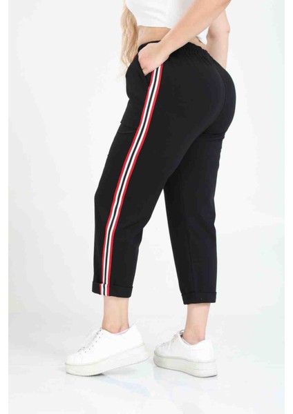 Kadın Likralı Yüksek Bel Cepli Duble Paça Kapri Eşofman