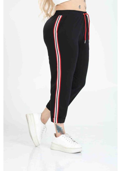 Kadın Likralı Yüksek Bel Cepli Duble Paça Kapri Eşofman modelleri