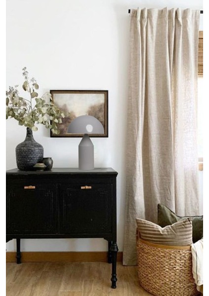 Şık Gri Masa Lambası, Modern Tasarım, Dekoratif Metal Abajur, Çalışma Odası Aydınlatması