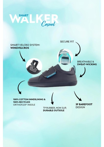 Smart Walker Casual Mat Lacivert Barefoot Çocuk Ayakkabı fiyatları