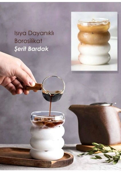 Turuncu, Isıya Dayanıklı Şerit Cam Bardak, Kahve ve Sunum Için, 1 Adet