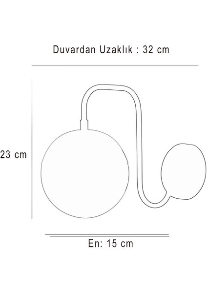 Şık Siyah Metal Gövde Bal Rengi Camlı Lüks Aplik Işıklandırma