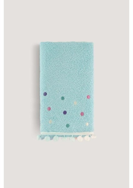 Yeşil Ponpon Nakışlı Havlu 30X50, Şık ve Yumuşak Dokunuşlu Günlük Kullanım.