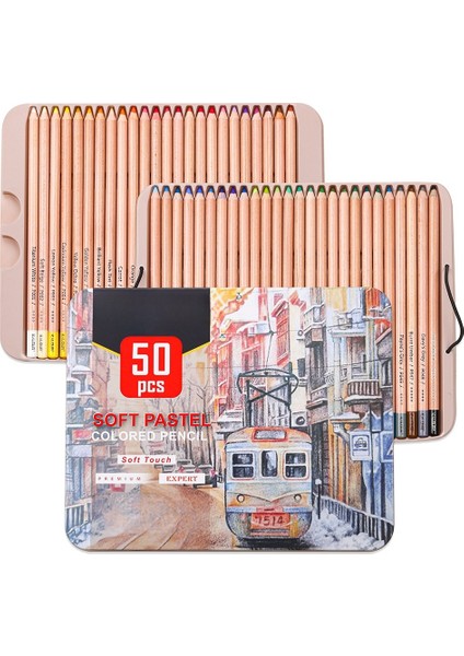 50 Parça Profesyonel Yumuşak Pastel Renkli Kalem Ahşap Cilt Tonları Pastel Renkli Kalemler Sanatçı Boyama Sanat Malzemeleri Için (Yurt Dışından)