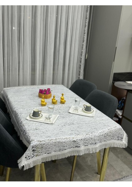 Şeffaf Pvc Masa Örtüsü, Püsküllü, Hijyenik ve Silinebilir, Beyaz Renkli. modelleri