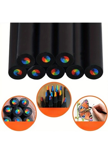 12 Adet/karışık 7 Renk 1'de Gökkuşağı Ahşap Kalemler, Siyah Ahşap Renkli Konsantrik Boya Kalemleri Sanat Okulu Malzemeleri Sınıf, Boyama (Yurt Dışından) fırsatları