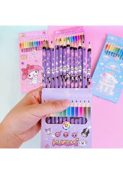 12 Renk/kutu Çocuk Karikatür Kuromi Hello Kitty Renkli Kalem Sevimli Melody Cinnamoroll Öğrenci Çizim Grafiti Sanat Tasarım (Yurt Dışından)