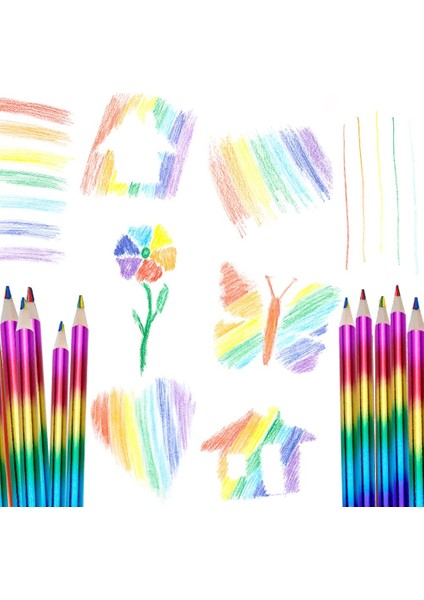 10 Adet Gökkuşağı Renkli Kalem, 4'ü 1 Arada Kalem. Okullar, Öğrenciler, Eskiz, Karalama, Boyama, Boyama Için Uygundur. (Yurt Dışından) fiyatları
