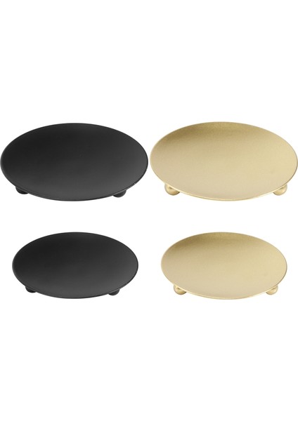 4'lü Demir Plaka Mumluk, Sütun Şamdanlar, LED ve Balmumu Mumlar, Tütsü Konileri, Spa, Düğünler Için (Altın + Siyah) (Yurt Dışından) fiyatları