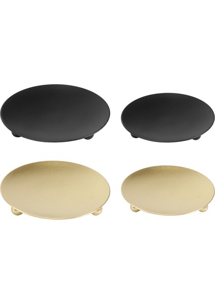 4'lü Demir Plaka Mumluk, Sütun Şamdanlar, LED ve Balmumu Mumlar, Tütsü Konileri, Spa, Düğünler Için (Altın + Siyah) (Yurt Dışından) modelleri