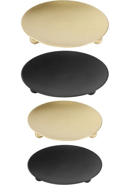 4'lü Demir Plaka Mumluk, Sütun Şamdanlar, LED ve Balmumu Mumlar, Tütsü Konileri, Spa, Düğünler Için (Altın + Siyah) (Yurt Dışından) fırsatları