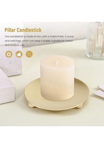 4'lü Demir Plaka Mumluk, Sütun Şamdanlar, LED ve Balmumu Mumlar, Tütsü Konileri, Spa, Düğünler Için (Altın + Siyah) (Yurt Dışından) indirimleri