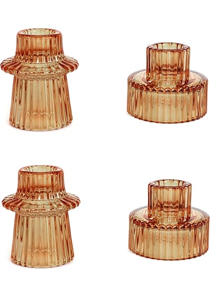 Cam Mumluklar Konik Şamdanlık 2 Farklı Boyut Modern Yivli Tasarım Düğün Dekoru Için Mumluk B (Yurt Dışından) fiyatları