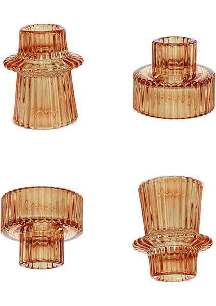 Cam Mumluklar Konik Şamdanlık 2 Farklı Boyut Modern Yivli Tasarım Düğün Dekoru Için Mumluk B (Yurt Dışından) modelleri