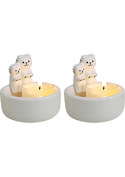 Çift Kedi Mumluk, Aromaterapi Mum, Sevimli Kedi Ev Dekorasyonu Şamdanı, Kadın Kedi Severler Için Hediye (Yurt Dışından)