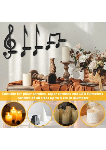 Parça Müzik Notası Mumluk Siyah Müzik Notası Duvar Apliği Vintage Sanat Müzik Notası Tarzı Mumluklar Demir (Yurt Dışından) fiyatları