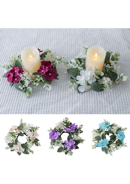 Düğün Şamdan Çelengi Yapay Çiçek Bitkileri Mum Aromaterapi Yüzük Tutucu Masa Orta Parçası Dekoru Göl Mavisi (Yurt Dışından) fiyatları