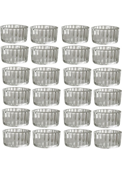 24'lü Şeffaf Çay Işığı Mumluk Seti Masa Ortası, Düğün, Doğum Günü Partisi ve Ev Için Cam Çay Işığı Mumluk (Yurt Dışından)