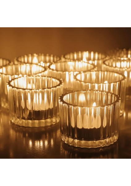 24'lü Şeffaf Çay Işığı Mumluk Seti Masa Ortası, Düğün, Doğum Günü Partisi ve Ev Için Cam Çay Işığı Mumluk (Yurt Dışından) fırsatları